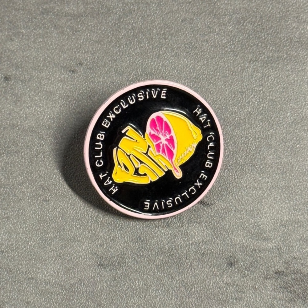 Hat Club Enamel Pin Mens OS Pink Black Lemonade Exclusive New Era Hat Accessory